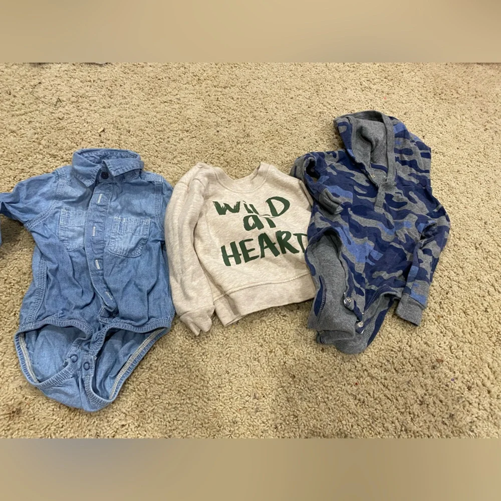 OshKosh B'gosh Blue Denim Romper with 2 other long sleeves-15